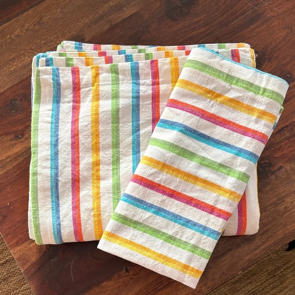 Crate&Barrel Multicolor Striped 7 Napkins Shadow Stripe